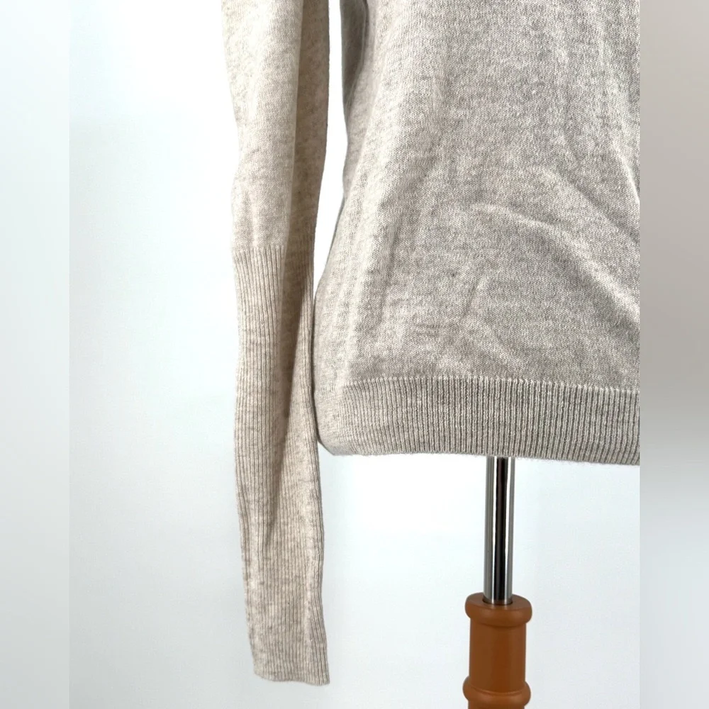 Aqua Cream Oatmeal Cashmere Puff Sleeve Turtleneck Sweater Size L - Picture 5 of 10